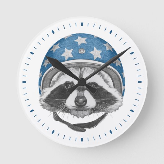 Raccoon Daredevil Runde Wanduhr (Vorderseite)