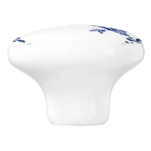 Raccoon Delft Blue und White Corners Woodland Keramikknauf (Seitenansicht)