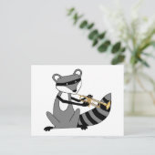 Raccoon, der Trumpet spielt Postkarte (Stehend Vorderseite)
