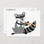 Raccoon, der Trumpet spielt Postkarte (Vorne/Hinten)