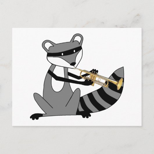 Raccoon, der Trumpet spielt Postkarte (Vorderseite)