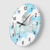 Raccoon des Flugzeugführers Große Wanduhr (Winkel)