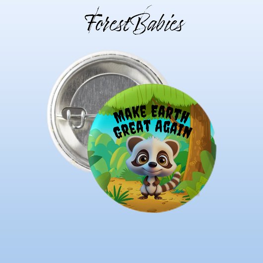 Raccoon, die Erde wieder groß machen, die Umwelt Button