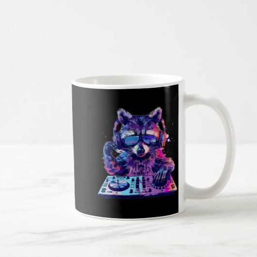 Raccoon Dj Edm Techno House Music Funny Animal Lov Kaffeetasse (Rechts)