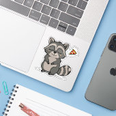 Raccoon Dream - Pizza! Aufkleber (Laptop mit iPhone)