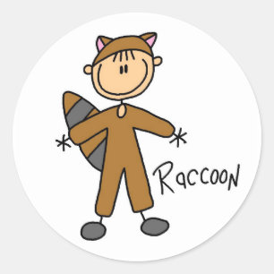 Raccoon Dress Up T - Shirt und Geschenke Runder Aufkleber