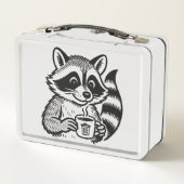 Raccoon Drinking Coffee Funny Trash Panda  Metall Brotdose (Rückseite)