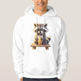 Raccoon Drinking Iced Coffee Hoodie