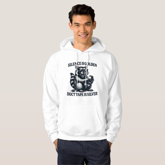 Raccoon Duct Tape Silver Quote Hoodie (Vorne ganz)
