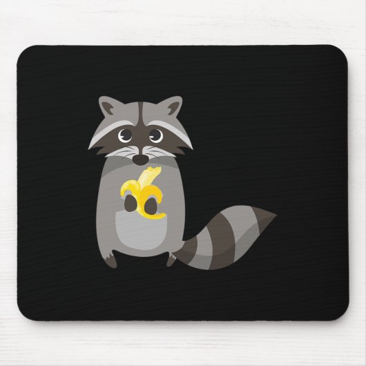 Raccoon Eating Banana Frucht Niedlich aussehen Mousepad (Vorne)