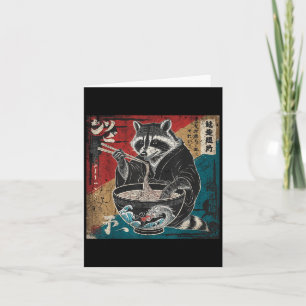 Raccoon Eating Ramen Japanisch Noodles Funny Racoo Karte