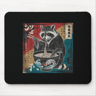 Raccoon Eating Ramen Japanisch Noodles Funny Racoo Mousepad