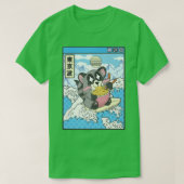 Raccoon Eating Ramen Japanisch Waves Anime Digital T-Shirt (Design vorne)