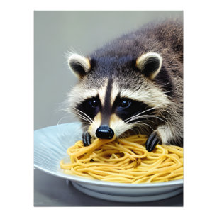 Raccoon Eating Spaghetti Fotodruck