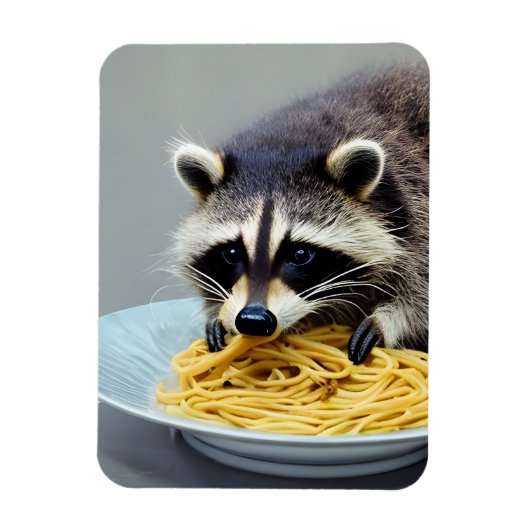 Raccoon Eating Spaghetti Magnet (Vertikal)