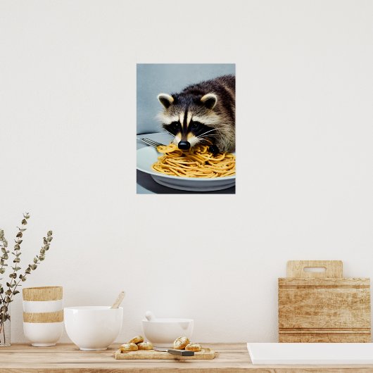 Raccoon Eating Spaghetti Poster (Küche)