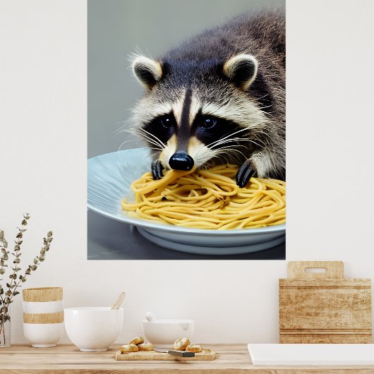 Raccoon Eating Spaghetti Poster (Küche)