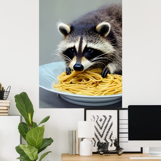 Raccoon Eating Spaghetti Poster (Heimbüro)