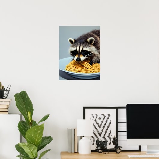 Raccoon Eating Spaghetti Poster (Heimbüro)