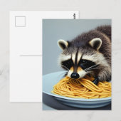 Raccoon Eating Spaghetti Postkarte (Vorne/Hinten)