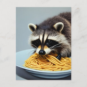 Raccoon Eating Spaghetti Postkarte