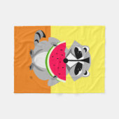 Raccoon Eating Watermelone Fleecedecke (Vorderseite (Horizontal))