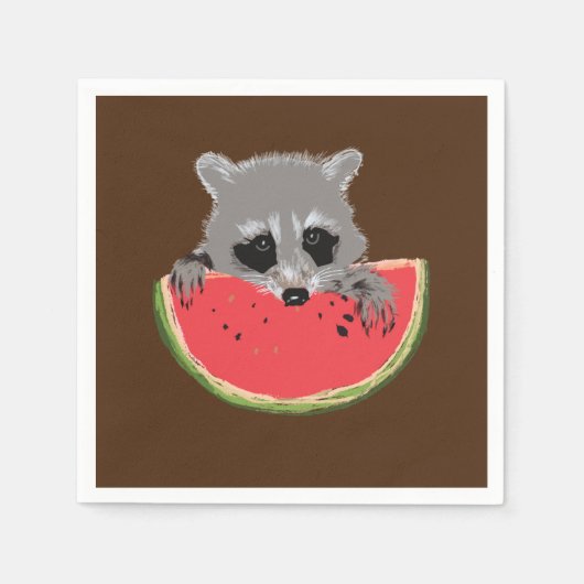 Raccoon Eating Watermelone Serviette (Vorderseite)