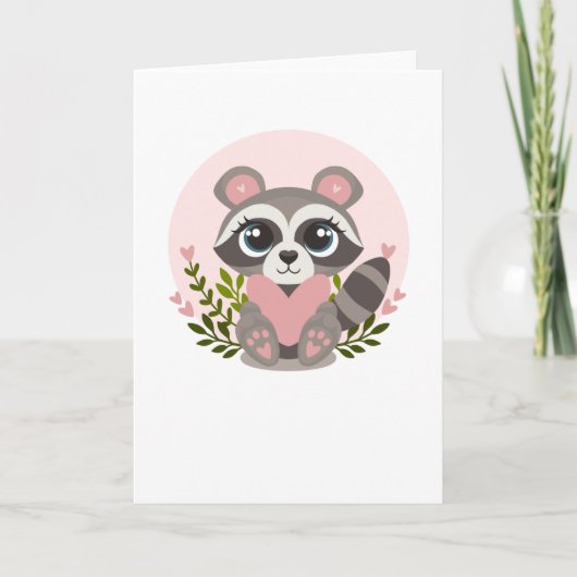 Raccoon Ein Herz für den Valentinstag Karte (Vorderseite)