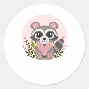 Raccoon Ein Herz für den Valentinstag Runder Aufkleber