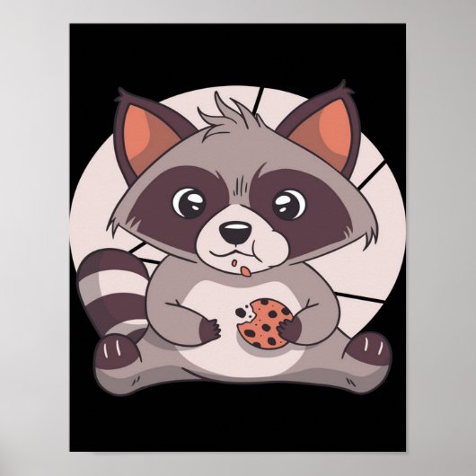 Raccoon-Essen Cookie - Niedliche Schokolade Lover- Poster (Vorne)