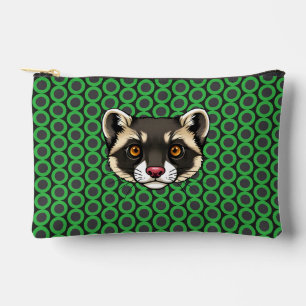 Raccoon Face mit Orange Eyes auf Green Polka Docks Zubehörtasche