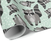 Raccoon-Familie Geschenkpapier (Rolleneckpunkt)