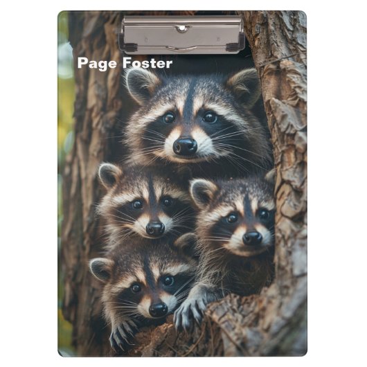 Raccoon-Familie Klemmbrett (Vorderseite)
