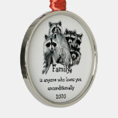 Raccoon Family Friends Weihnachts-Liebe Ornament Aus Metall (Rechts)