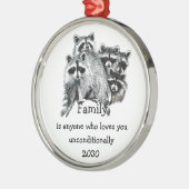 Raccoon Family Friends Weihnachts-Liebe Ornament Aus Metall (Links)