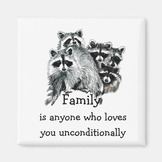 Raccoon Family Liebe Zitat Tierkunst Magnet (Vorne)