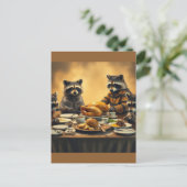Raccoon Family Thanksgiving Postkarte (Stehend Vorderseite)