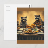 Raccoon Family Thanksgiving Postkarte (Vorne/Hinten)