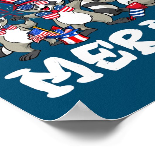 Raccoon Fireworks Sonnenbrille Hat Merica Funny 4. Poster (Ecke)