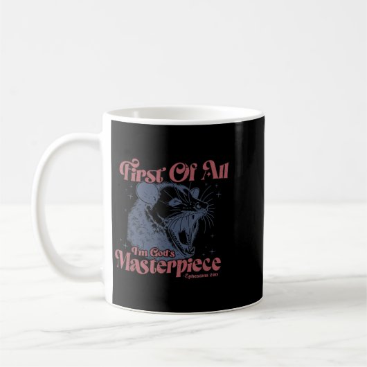 Raccoon First Of All I'm God's Masterece Kaffeetasse (Links)