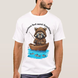 Raccoon-Fischerei ängstlich, aber halbfunktional T-Shirt