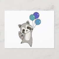 Raccoon Fliegt Balloons über Niedlichen Tieren für