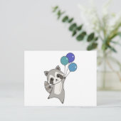 Raccoon Fliegt Balloons über Niedlichen Tieren für Postkarte (Stehend Vorderseite)