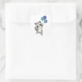 Raccoon Fliegt Balloons über Niedlichen Tieren für Quadratischer Aufkleber (Tasche)