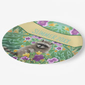 Raccoon Floral Summer Pappteller (Schrägansicht)
