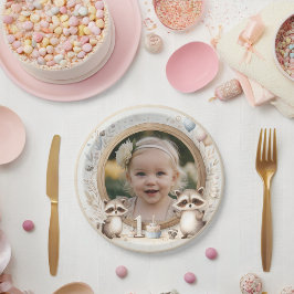 Raccoon Foto Frame für die ersten Geburtstagsparty Pappteller