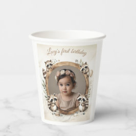 Raccoon-Foto-Rahmen für Kinder zum Geburtstag Pappbecher