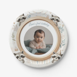 Raccoon-Foto-Rahmen für Kinder zum Geburtstag Pappteller