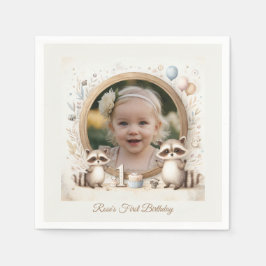 Raccoon-Foto-Rahmen für Kinder zum Geburtstag Serviette