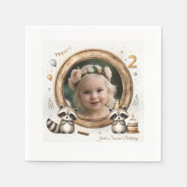 Raccoon-Foto-Rahmen für Kinder zum Geburtstag Serviette